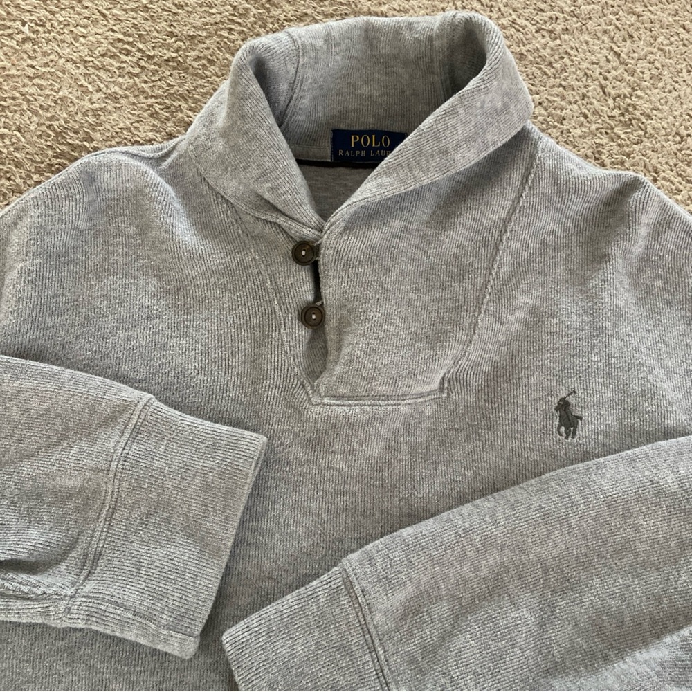 Polo by Ralph Lauren Heather Gray Button-Up Sweatshirt